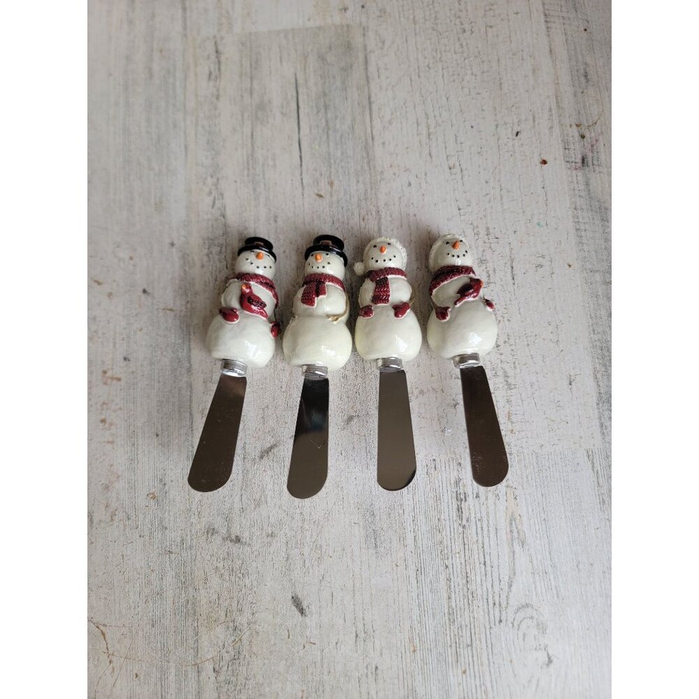 St Nicholas square snowman cheese spreaders utensil Xmas accessory set‎